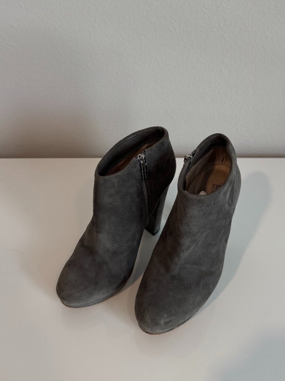 Michael Kors Gray Suede Platform Block Heel Ankle Booties Size 6